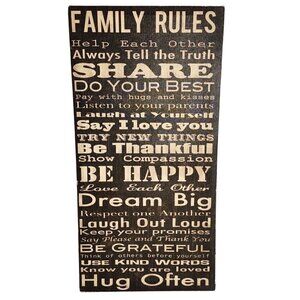 Louise Carey Family House Rules Narrow Brown Cream Canvas Print Wall Art Canada